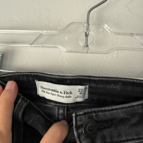 Abercrombie & Fitch Black Jeans‎ 27 High Rise Super Skinny Ankle Tie Hem Stretch - Picture 7 of 10
